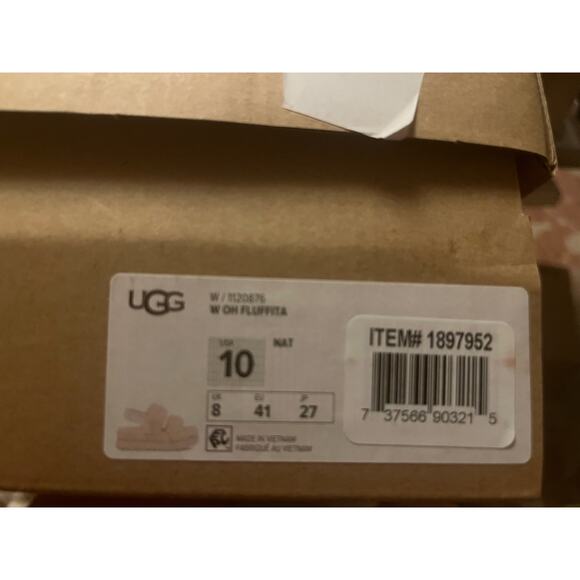 NEW UGG OH FLUFFITA Slide - Natural Slingback Logo Size 10 - Picture 4 of 5